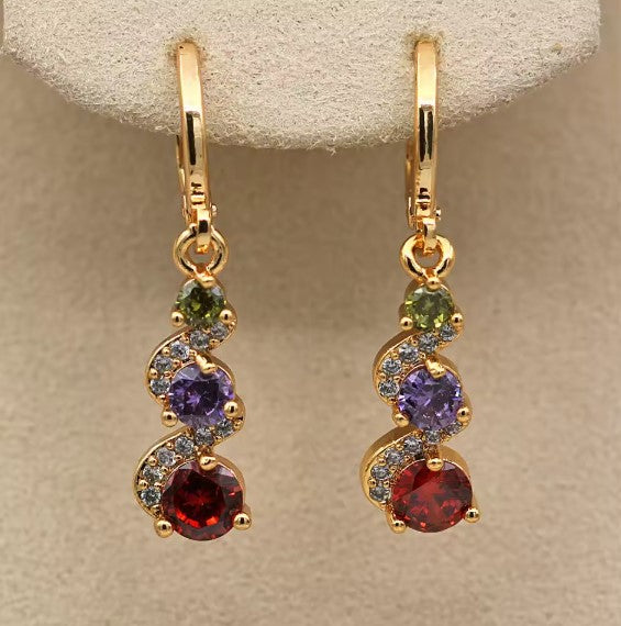 Rowan® | Classic Swirl Colorful Stone Dangle Earrings