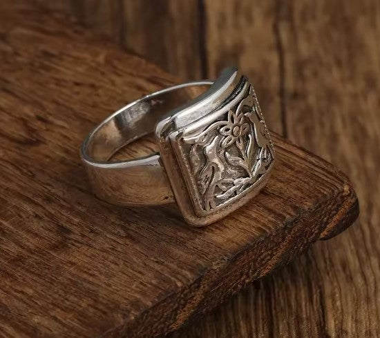 Brenda® | Vintage Flower Bird Silver Ring