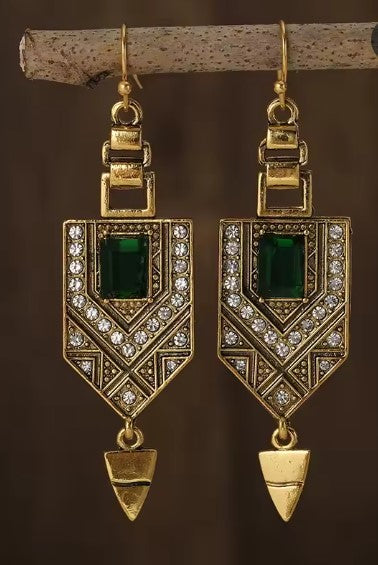 Susana® | Vintage Square Green Stone Earrings