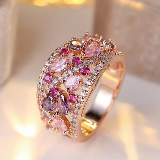 Aracelis® | Trendy Purple Pink Zircon Wide Vintage Ring