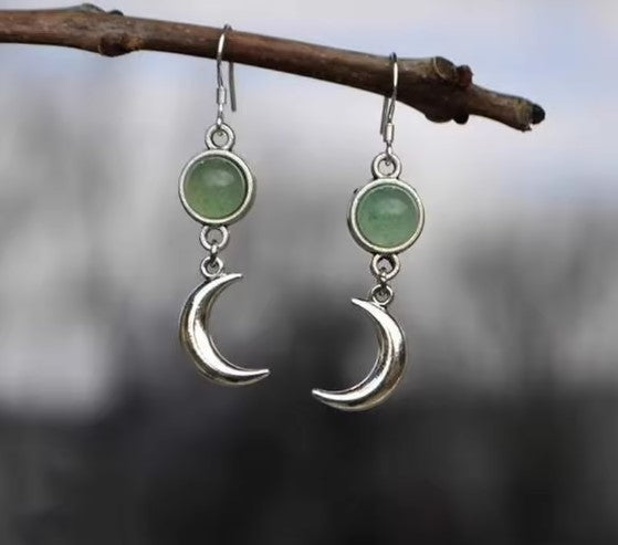 Ariadna® | Exquisite Green Stone Moon Drop Earrings
