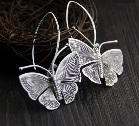 Theia® | Silver Butterfly Dangle Earrings