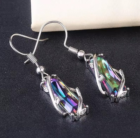 Morwenna® | Crystal Colorful Stone Dangle Silver Earrings