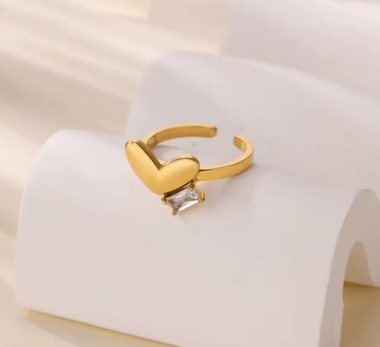 Alicia® | Elegant Heart With Zircon Adjustable Ring