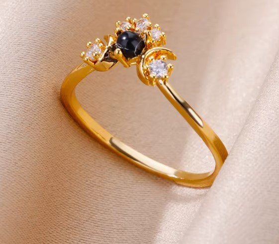 Celeste® | Classic Black Zircon Crystal Adjustable Ring