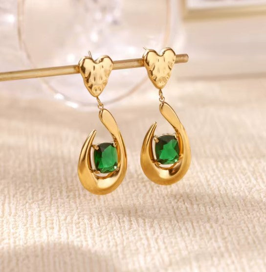 Mila® | Luxury Heart Green Zircon Earrings
