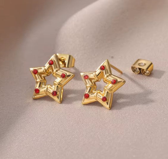 Star® | Classic Hollow Star Zircon Gold Earrings