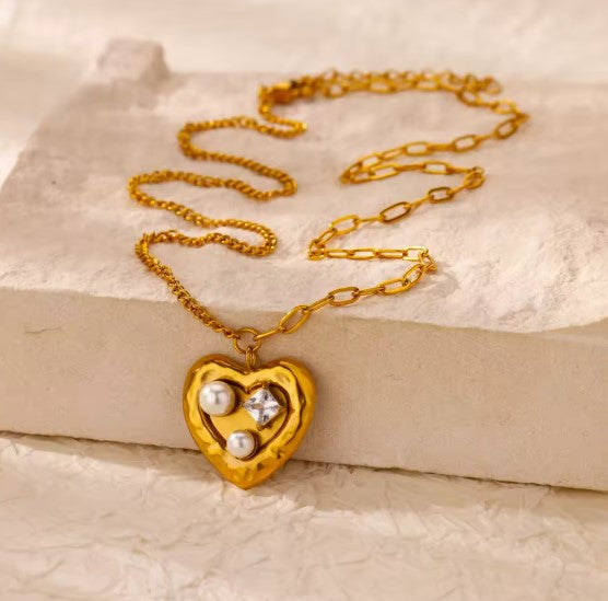 Hera® | Athena Heart Zircon Pearl Necklace