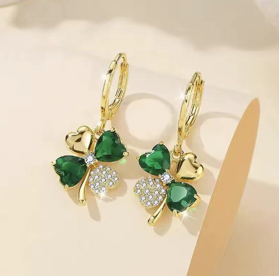 Luz María® | Luxury Clover Shiny Zircon Drop Earrings