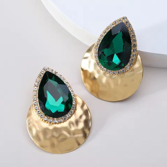 Ileana® | Elegant Shiny Big Green Dangle Drop Earrings