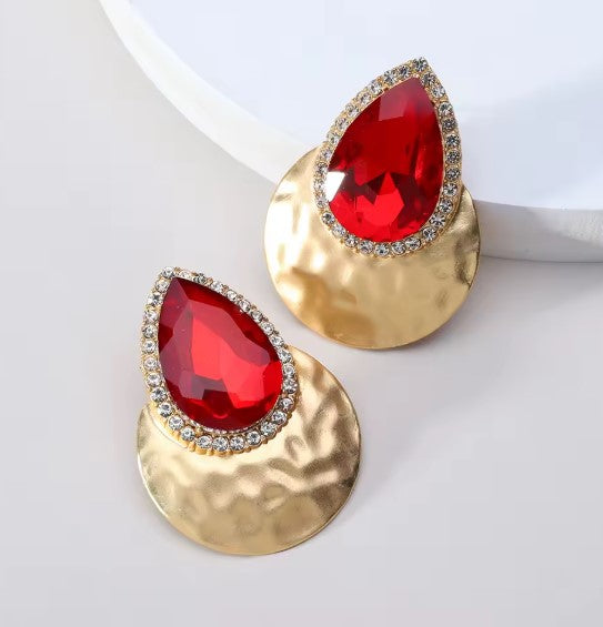 Lilith® | Shiny Red Big Dangle Drop Earrings