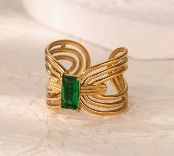 Andrea® | Green Zircon Knotted Adjustable Ring