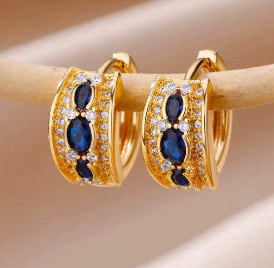 Lorena® | Luxury Blue Zircon Gold Earrings