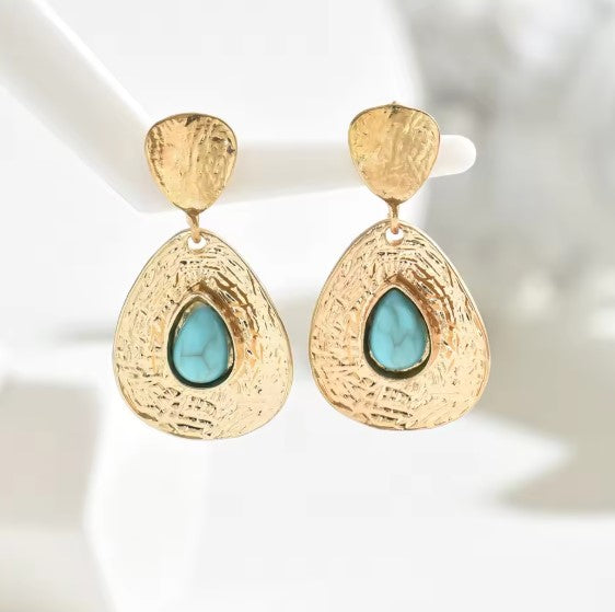 Raine® | Classic Green Stone Dangle Earrings