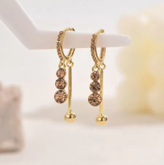 Irene® | Light Brown Clear Zircon Long Tassel Earrings
