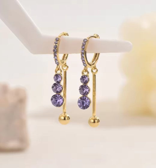 Beatriz® | Vintage Purple Zircon Long Tassel Earrings