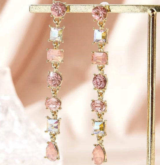 Nelly® | Luxury Pink Sparkling Rhinestone Earrings