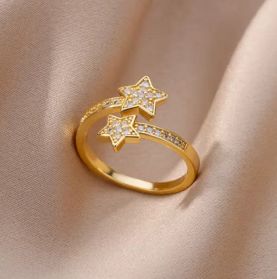 Ophelia® | Classic Star Zircon Adjustable Gold Ring