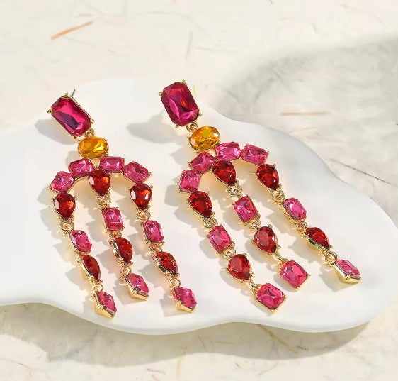 Nuria® | Vintage Red Long Tassel Crystal Earrings