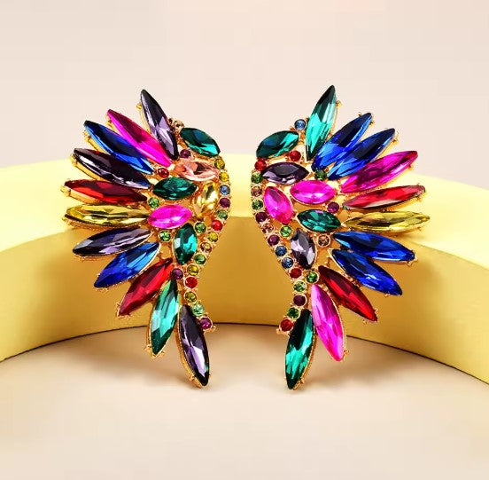 Kerensa® | Bohemian Colorful Crystal Stone Wings Earrings
