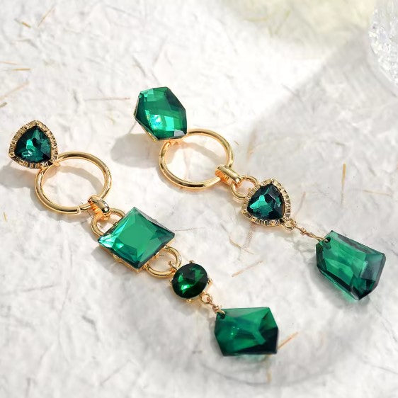 Pearl® | Classic Green Rhinestone Crystal Earrings