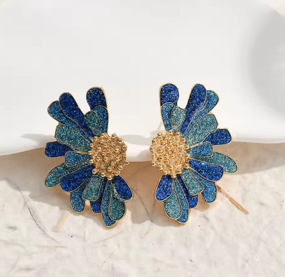 Natalia® | Elegant Crystal Blue Flower Earrings
