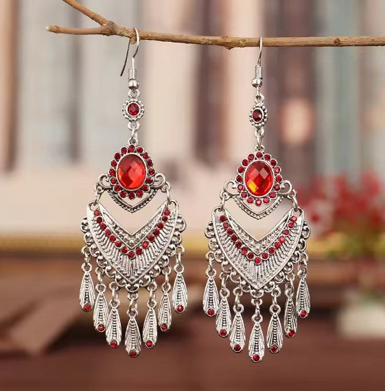 Rebeca® | Vintage Red Rhinestone Bohemian Earrings