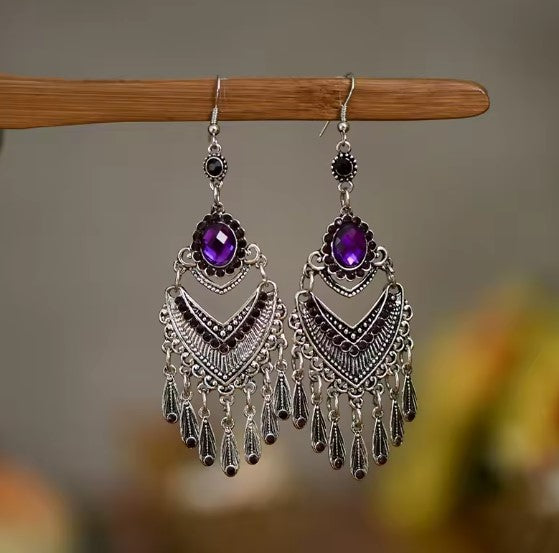 Mireia® | Vintage Bohemian Purple Rhinestone Earrings