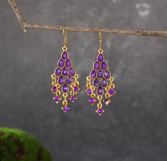 Orla® | Bohemian Purple Beaded Tassel Earrings