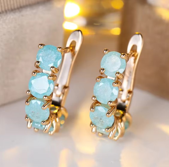 Nia® | Classic Green Aqua Blue Ice Flower Zircon Earrings