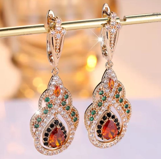 Tabitha® | Crystal Red Zircon Drop Earrings