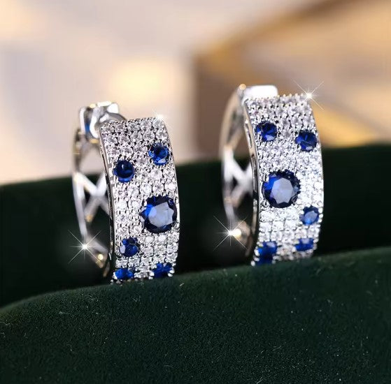 Lucía® | Luxury Blue Zircon Stone Clip Earrings