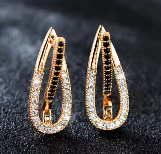 Lorna® | Crystal Black Zircon White Stone Earrings