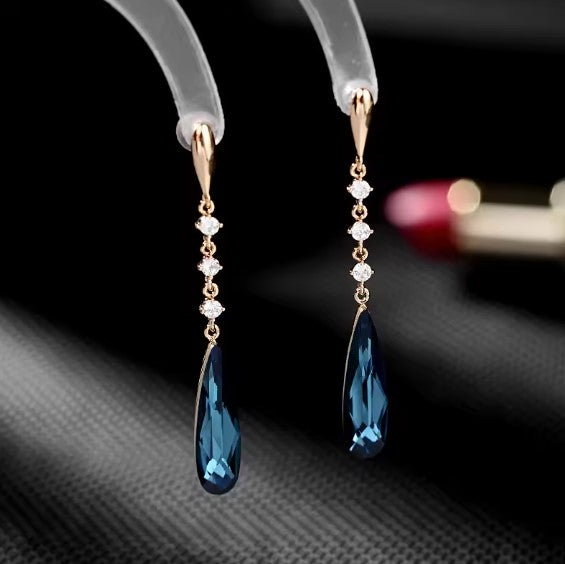 Jessica® | Long Summer Blue  Stone Fashion Earrings