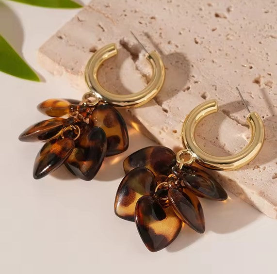 Guadalupe® | Leopard Print Heart Gold Earrings