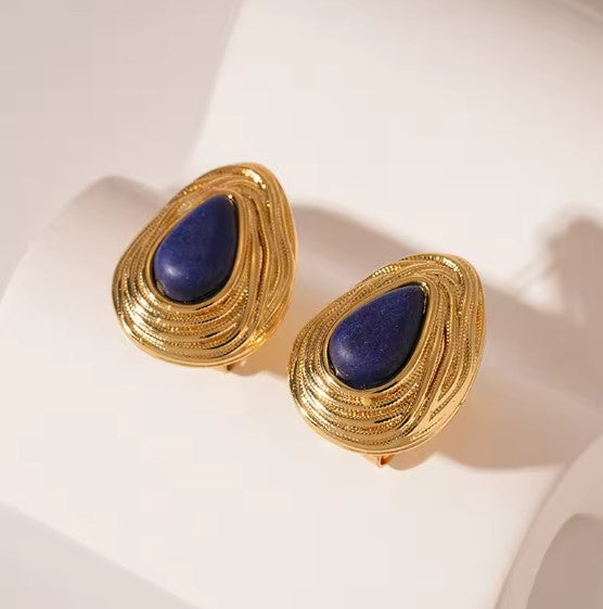 Topanga® | Vintage Blue Drop Gold Earrings