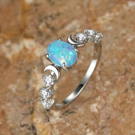 Indira® | Classic Chic Blue Moonstone Silver Ring