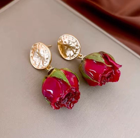 Orla® | Stylish Red Rose Stud Earrings