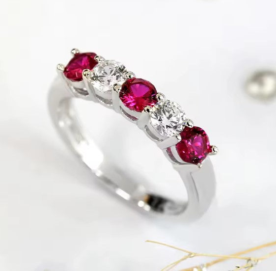 Camila® | Elegant White and Red Zirconia Silver Ring