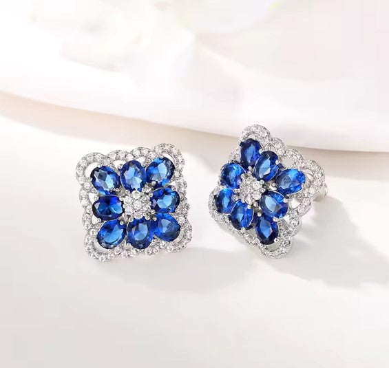 Elena® | Elegant Blue Zirconia Stud Earrings