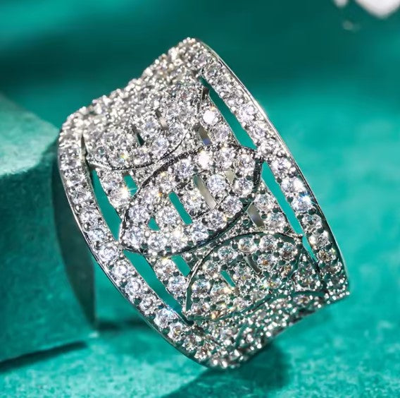 Ximena® | Elegant Crystal Wide Eternal Ring