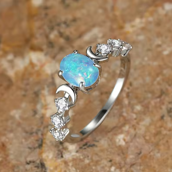 Skye® | Chic Trendy Small Moon Silver Ring