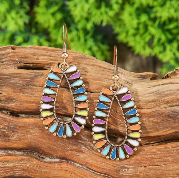 Prunella® | Vintage Boho Rainbow Bloom Drop Earrings