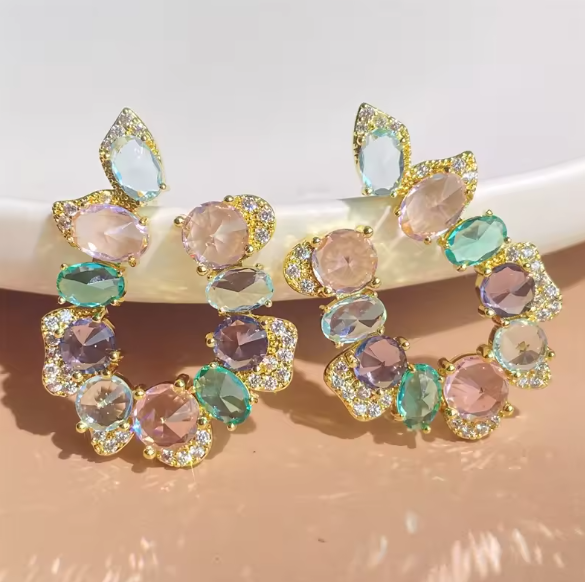 Henrietta® | Colorful Crystal Zircon Circle Earrings
