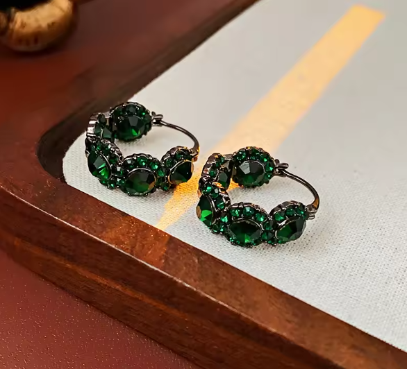 Pilar® | Vintage Green Rhinestone Earrings