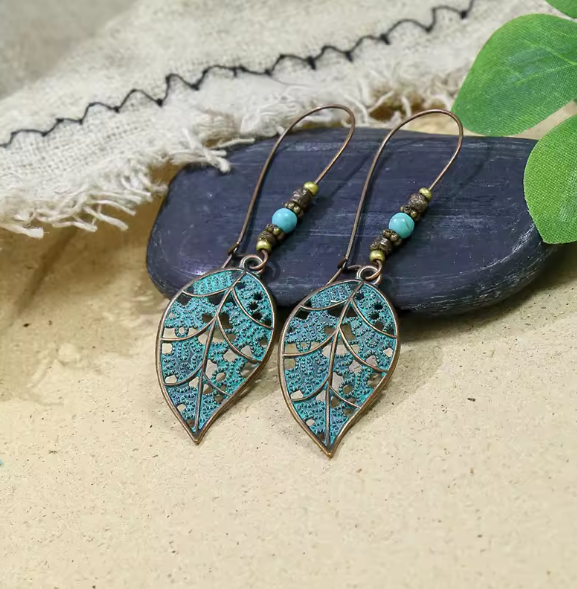 Poppy® | Vintage Boho Leaf Long Dangle Earrings