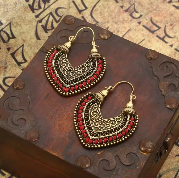 Adela® | Vintage Statement Heart Shape Bohemian Earrings