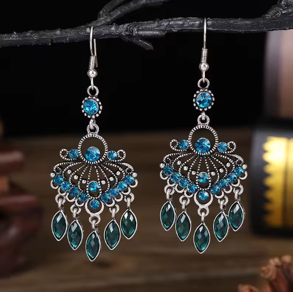 Clover® | Blue Crystal Dangle Bohemian Earrings