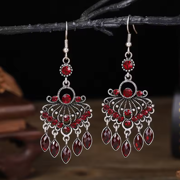 Paola® | Red Crystal Dangle Bohemian Earrings