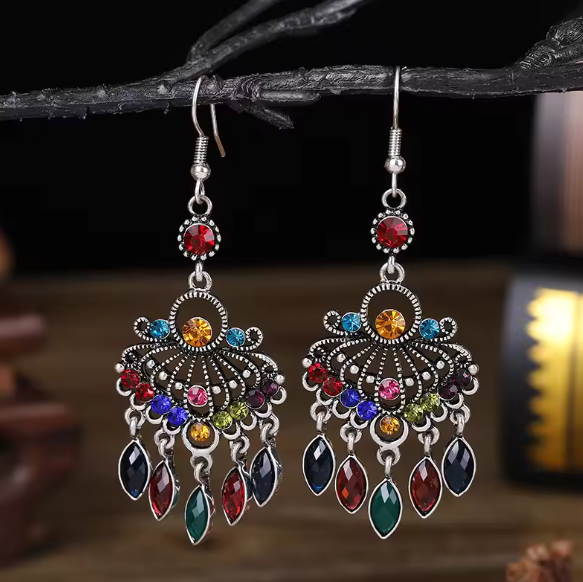 Kalliope® | Bohemian Colorful Crystal Dangle Earrings